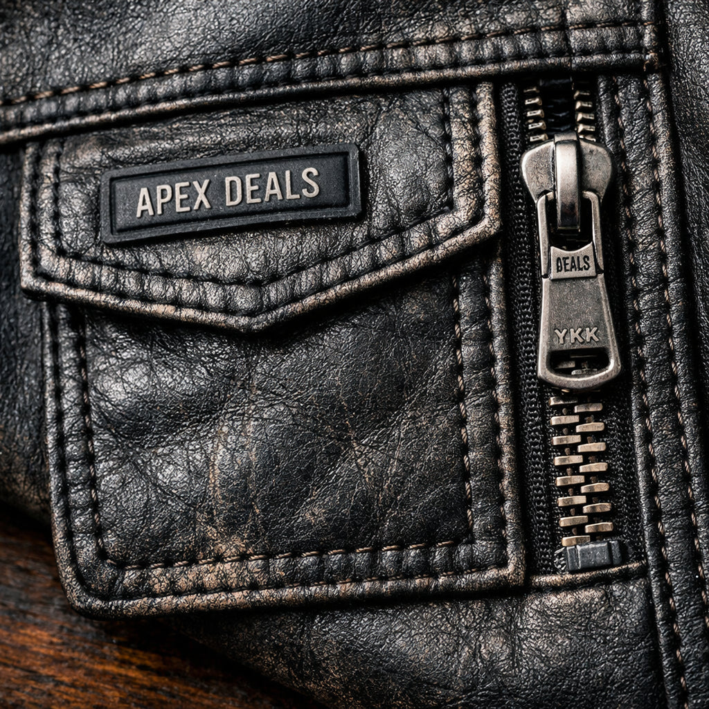 Apex Deals Luxury Heavyweight Distressed Leather Streetwear Jacket
