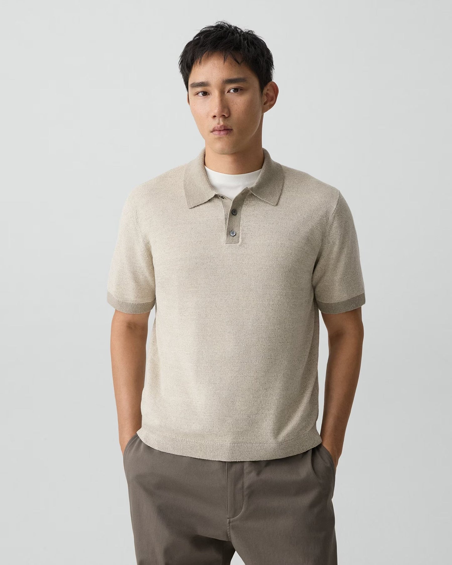 Men’s Short-Sleeve Silk Linen Polo Shirt