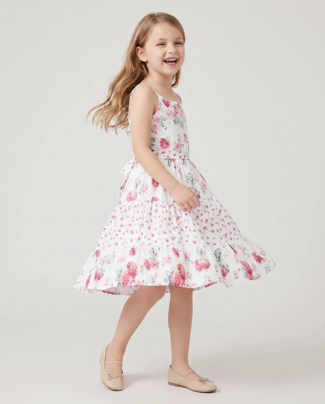 Polo Collar Floral Dress Set – Pink