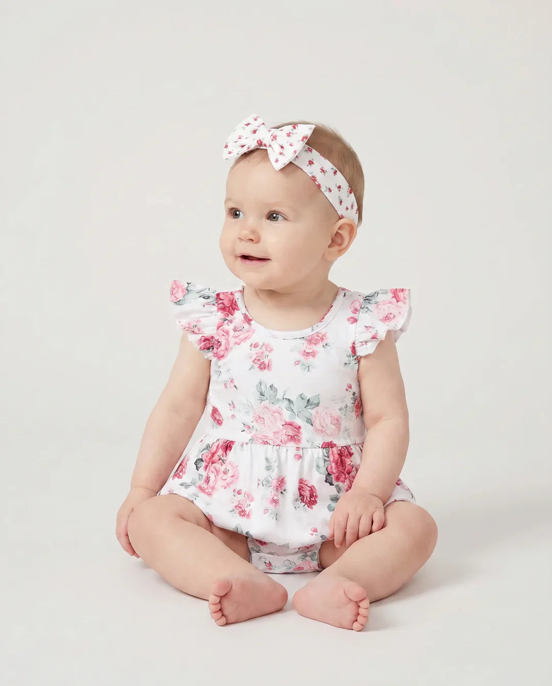 Polo Collar Floral Dress Set – Pink