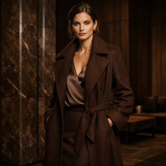 Apex Deals Women's Luxury Silk-Lined Cashmere Trench Coat