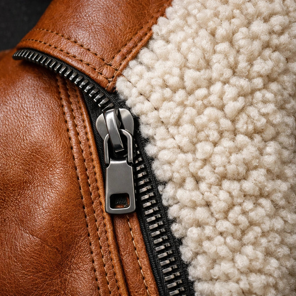 Apex Deals Women's Handcrafted Shearling Leather Jacket