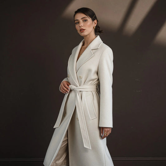 Apex Deals Women's Luxury Silk-Lined Cashmere Trench Coat