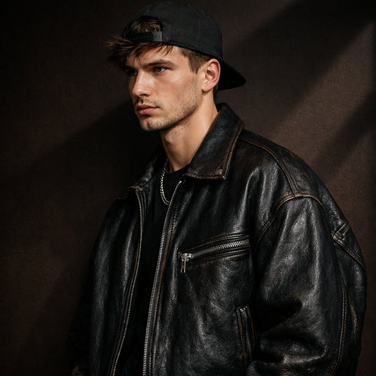 Apex Deals Luxury Heavyweight Distressed Leather Streetwear Jacket