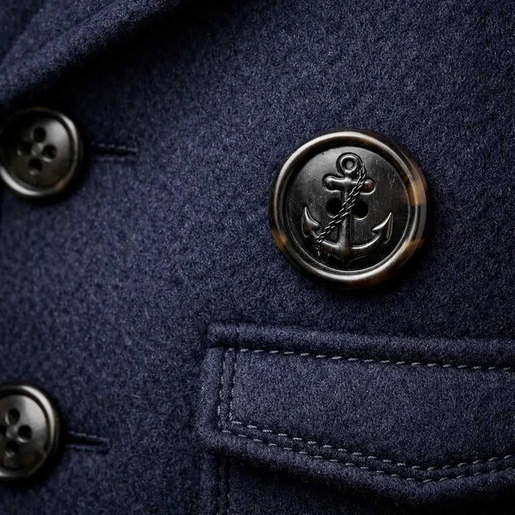 Apex Deals Premium Double-Breasted Wool-Cashmere Peacoat