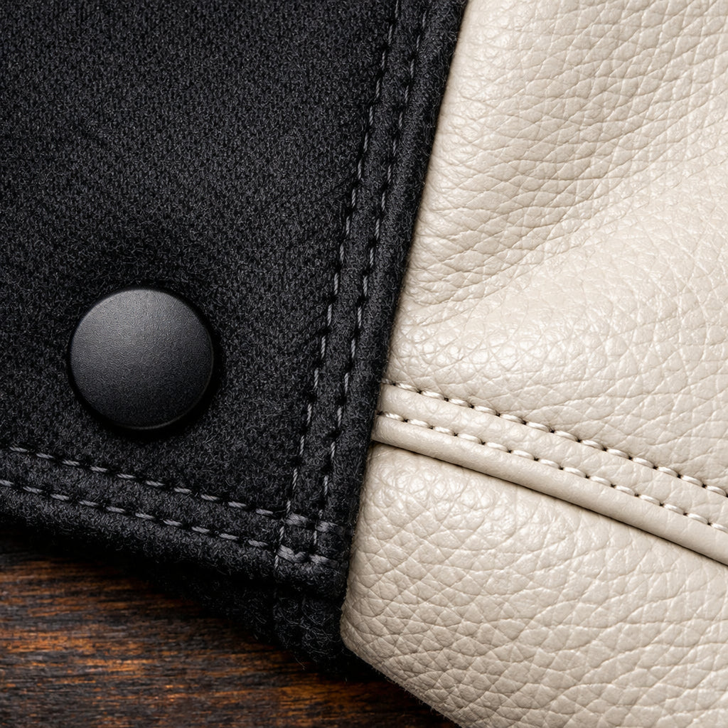 Apex Deals Luxury Leather-Sleeve Heavyweight Varsity Jacket