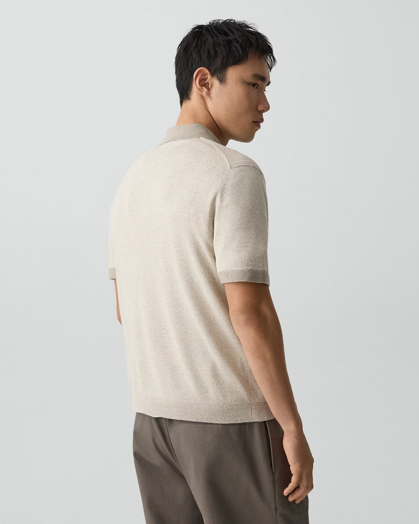 Men’s Short-Sleeve Silk Linen Polo Shirt