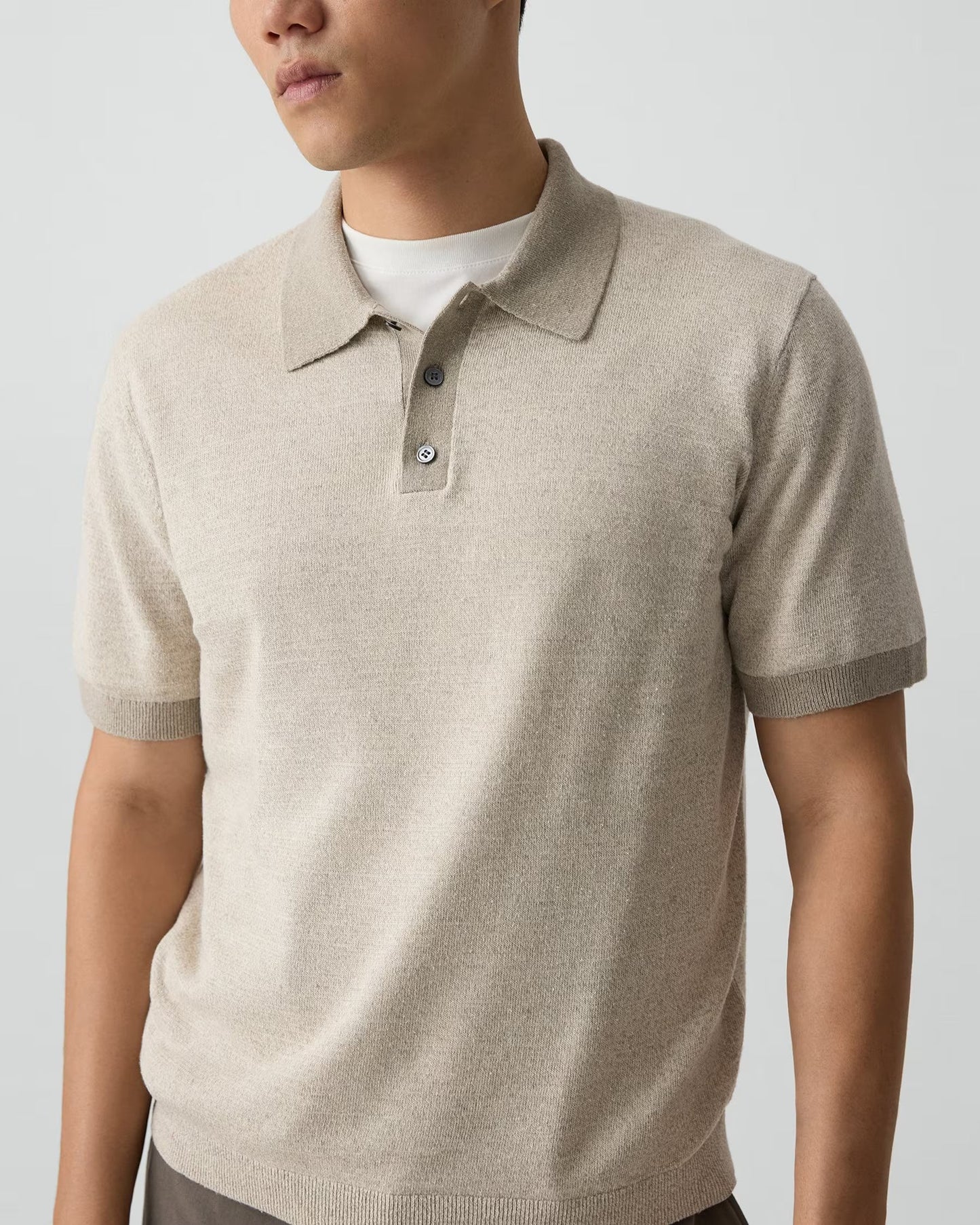 Men’s Short-Sleeve Silk Linen Polo Shirt