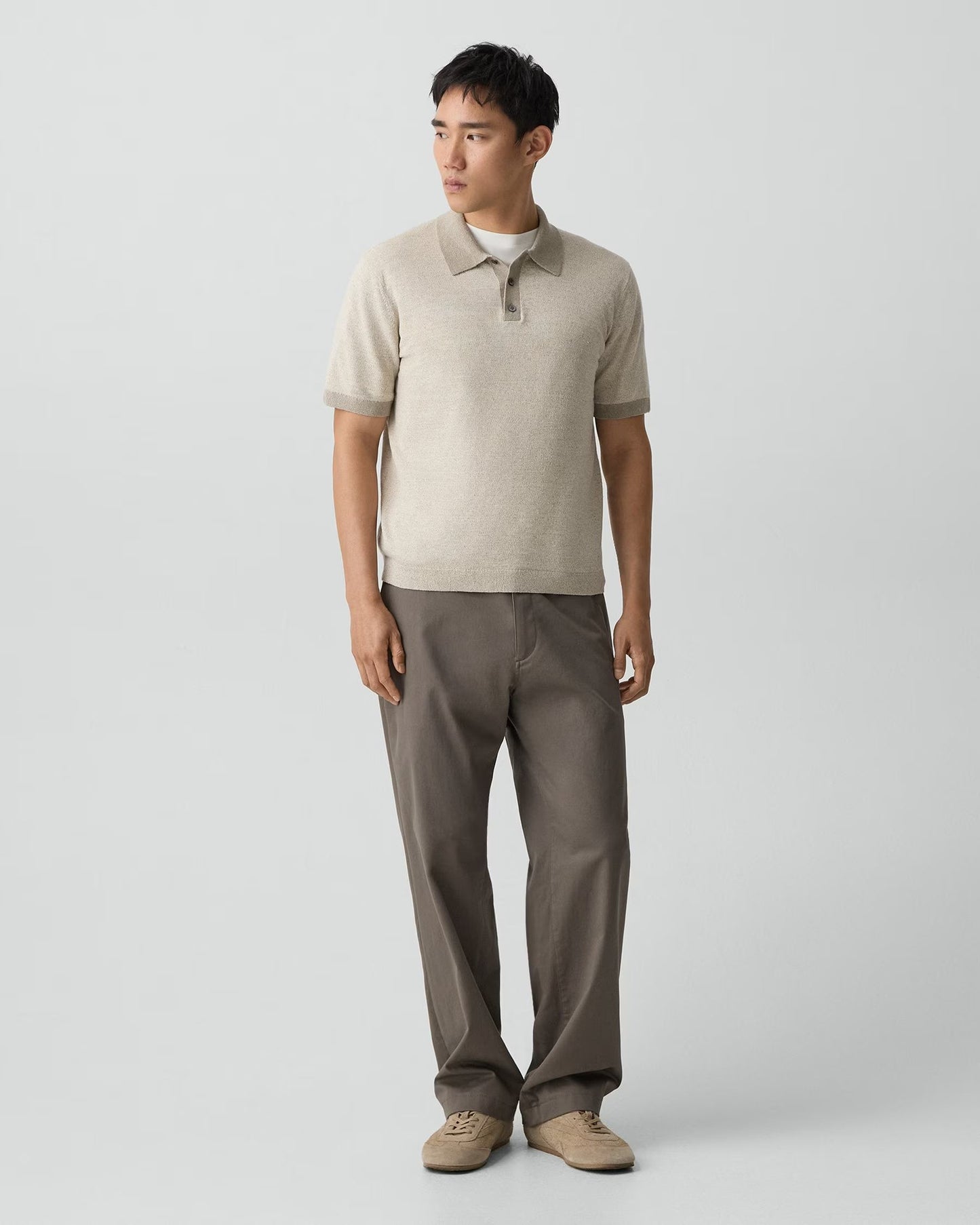 Men’s Short-Sleeve Silk Linen Polo Shirt
